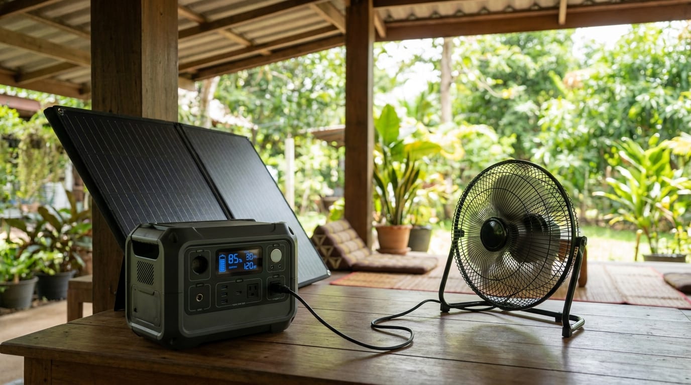 เครื่องปั่นไฟโซล่าเซลล์ Portable Solar Generator 2000W พร้อมแผงโซล่าเซลล์พกพา 200W