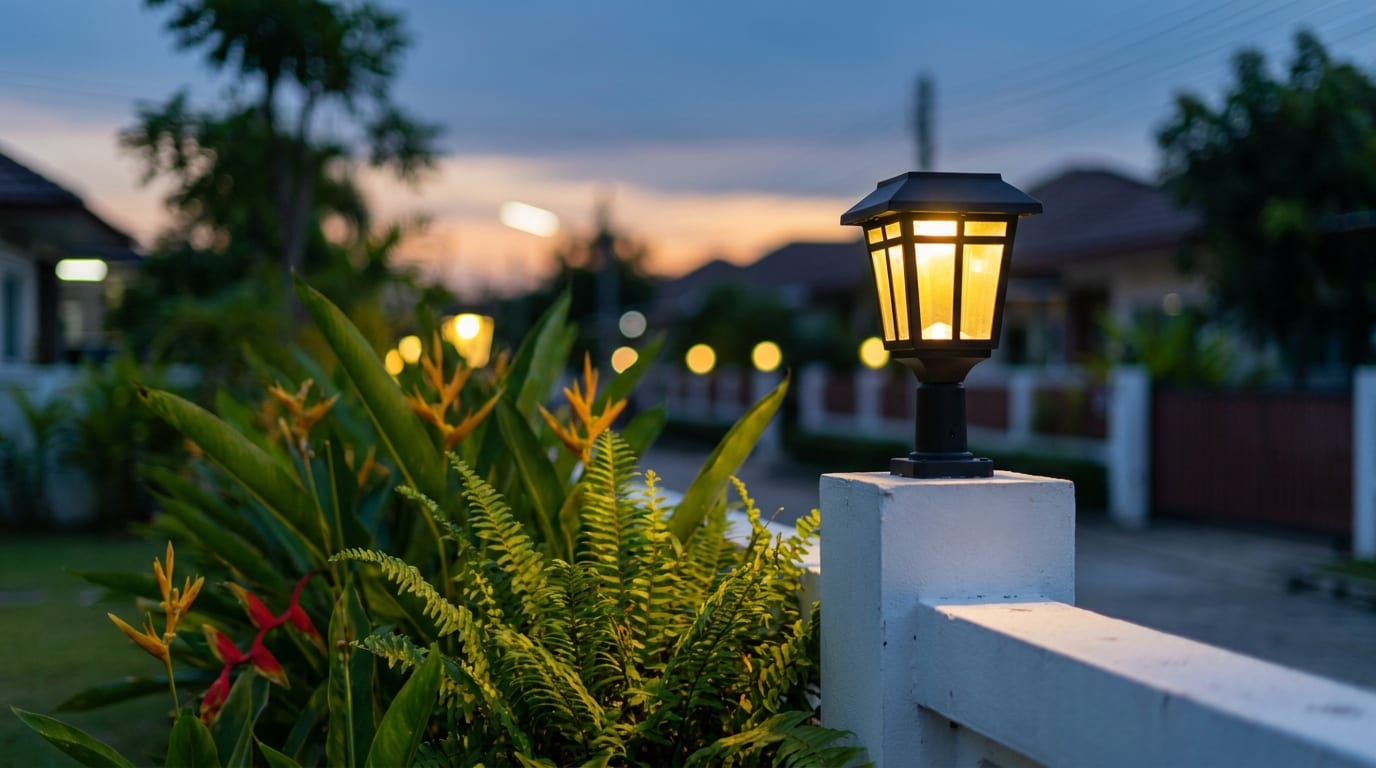 โคมไฟโซล่าเซลล์ LED ติดผนังพร้อมเซ็นเซอร์ตรวจจับการเคลื่อนไหวสำหรับบ้านในไทย