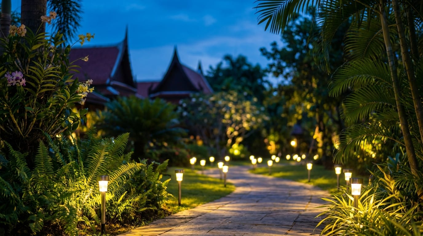 ไฟสนามโซล่าเซลล์ปักดินรูปดอกไม้สำหรับสวนบ้านและทางเดินในประเทศไทย